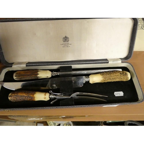 1126 - Mappin & Webb Stag Antler Handled Carving Set.