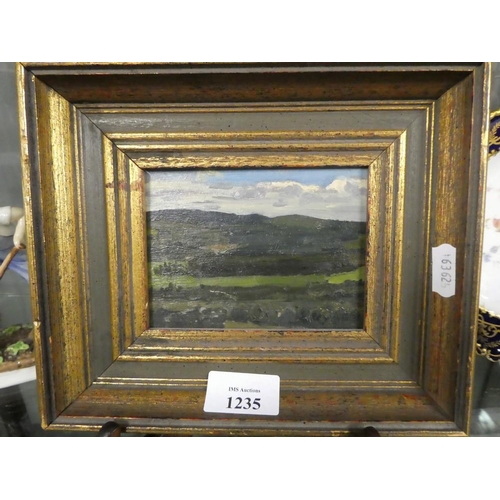 1235 - Small Oil Painting - Scottish Hills by P Bazalgette 1981.