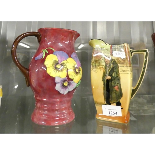 1254 - Doulton Pansy Pattern Jug & One Doulton Dickens Ware Jug.