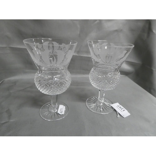 1297 - Pair of Edinburgh Crystal Thistle Wine Glasses.