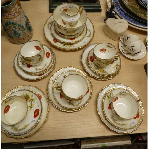 1355 - Victorian Poppy Pattern Bone China Tea Set.