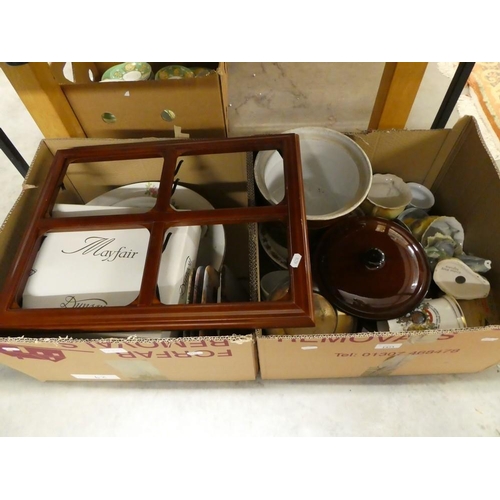 1423 - Two Boxes - Pottery, Silverplate, etc.