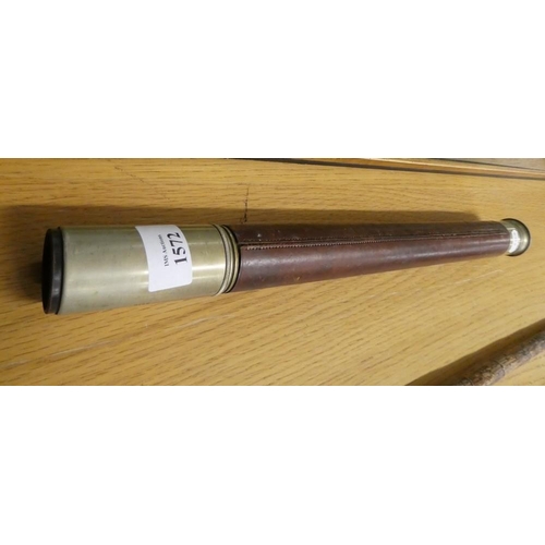 1572 - Cook & Sons London & York Telescope with leather outer covering, approx 60cm long.