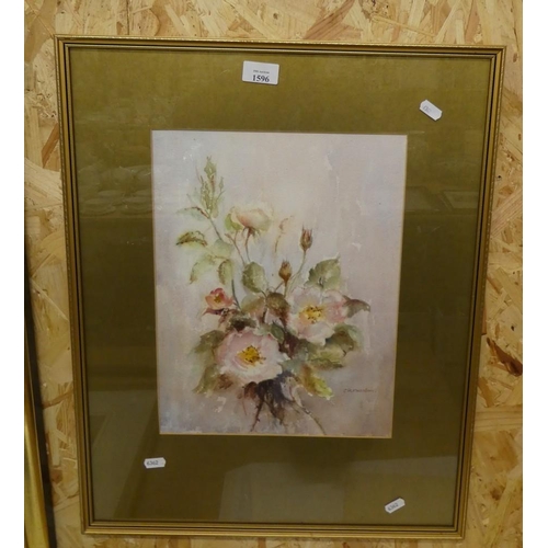 1596 - Framed Watercolour - Still Life Signed C R Beaton, 28 x 37cm.