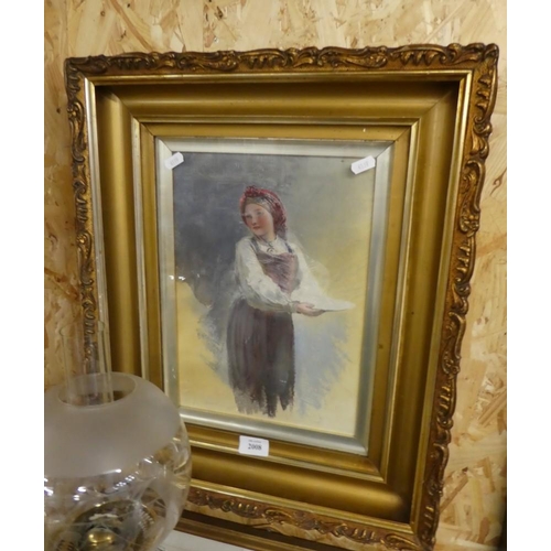 2008 - Framed Watercolour - Study of a Young Girl, approx 24 x 34cm by Egron Sellif Lundgren