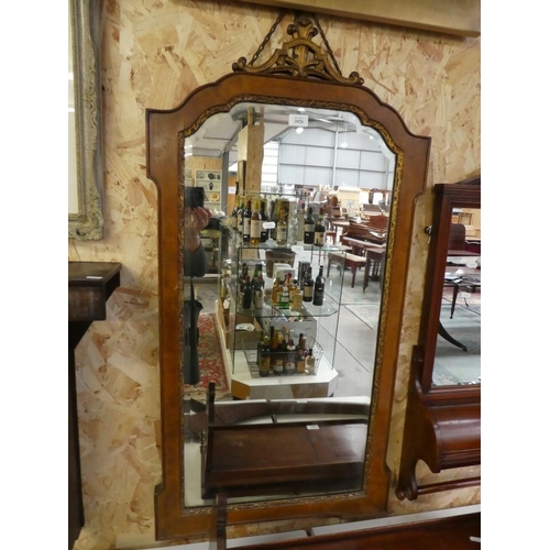 2026 - Antique Walnut Framed Bevelled Wall Mirror - 58 x 115 cms