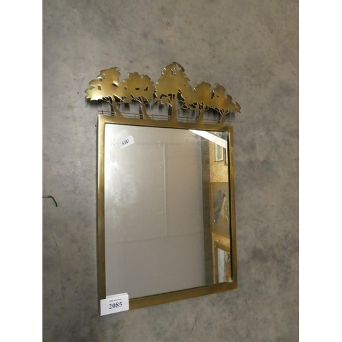 2085 - Decorative Brass Dressing  Mirror - Fret Cut Avenue of Trees Gallery.