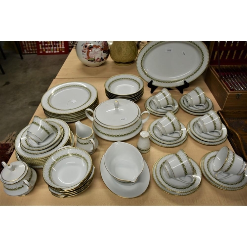 2131 - Noritake Green & Gilt Dinner & Tea Set