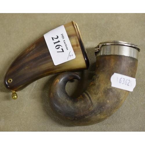 2167 - Rams Horn Snuff Mull, Cow Horn Snuff Box.