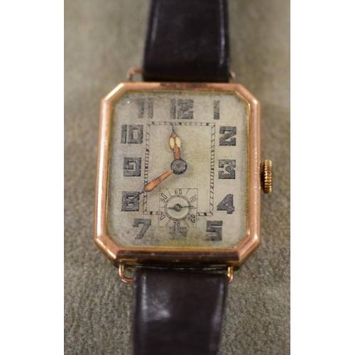 2174 - 9ct Gold Gent's Oblong Face Watch