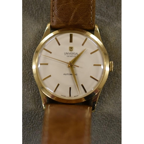 2178 - 14ct Gold Universal Tan Leather Strap Wristwatch