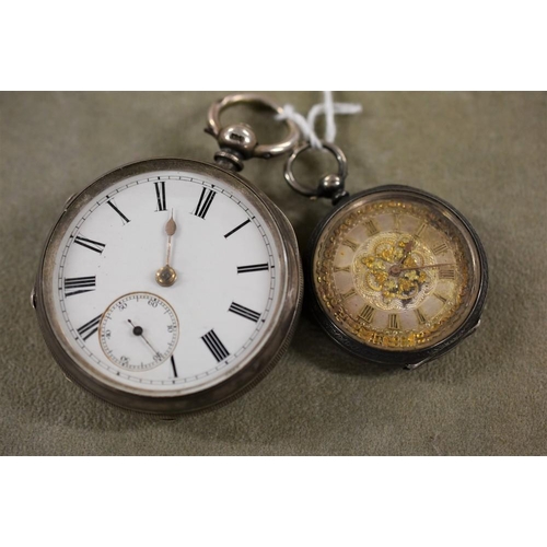 2181 - Silver Pocket Watch & Fob Watch