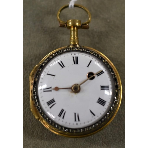 2191 - Gilt Metal Fob Watch with Portrait Panel