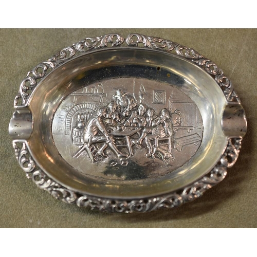 2199 - Pressed Silver Ashtray - Interior Scene on Sole.