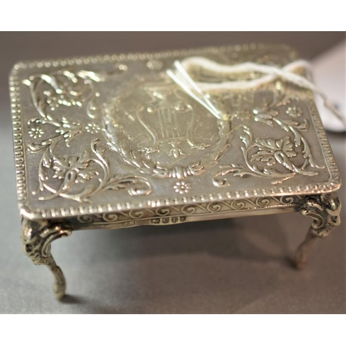 2205 - Miniature Silver Table (Lyre decorated), approx 1.3oz troy.