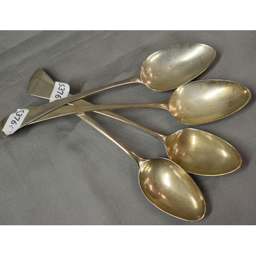 2251 - Four Georgian London Silver Dessert Spoons, 3.6oz troy.