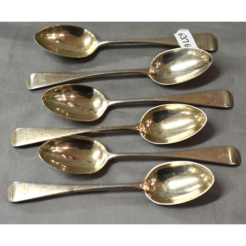 2265 - Set of Six Victorian London Silver Teaspoons, 3.9oz troy.