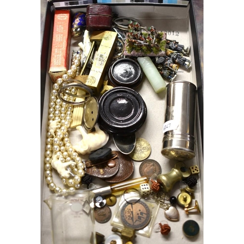 2267 - Box - Costume Jewellery, Coins, Thimbles etc.