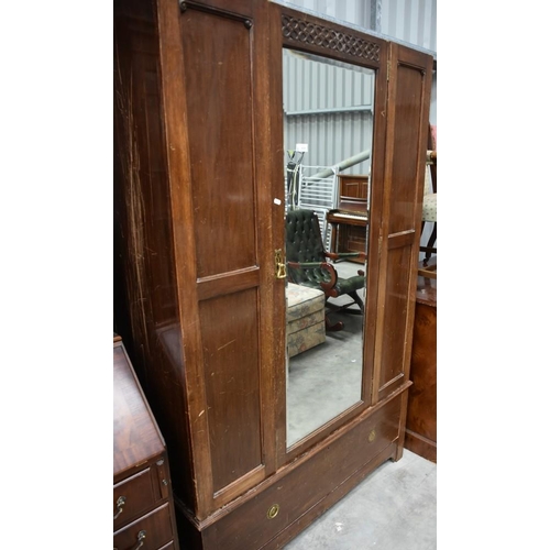 3018 - Mahogany Mirror Door Wardrobe A/F