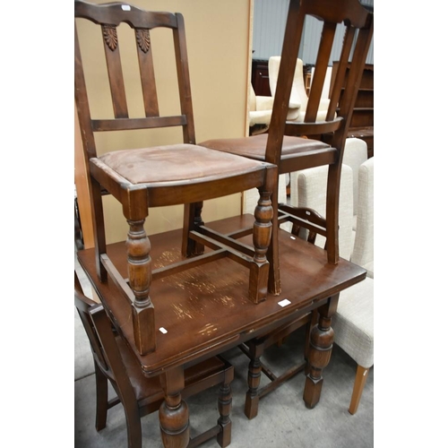 3125 - Vintage Oak Pull Out Dining Table with 4 Chairs