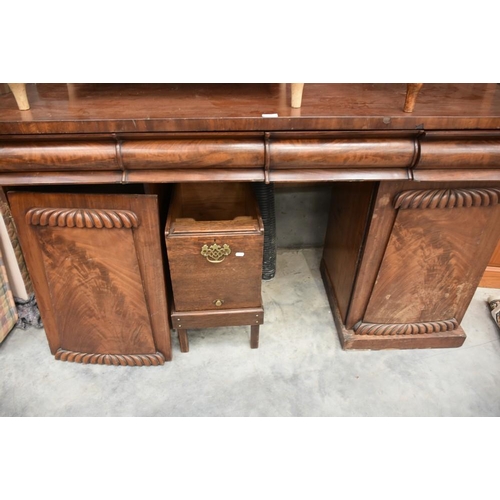 3142 - Victorian Mahogany Twin Pedestal Sideboard & Oak Tambour Filing Cabinet