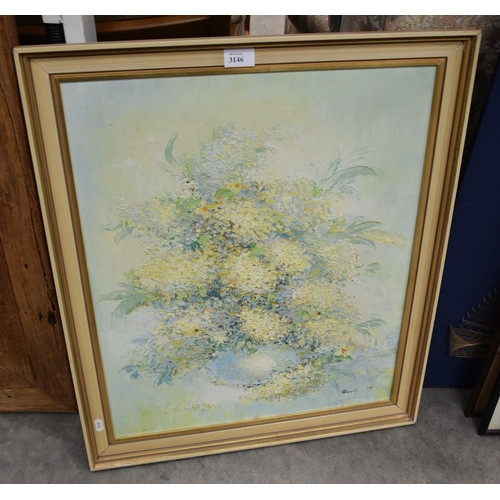 3146 - Framed Oil Painting Still Life - Indistinct Signature, approx 49 x 60cm.