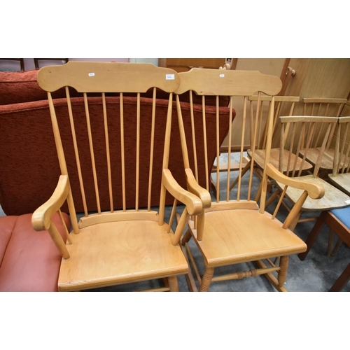 3156 - Pair Of Pine Rocking Chairs