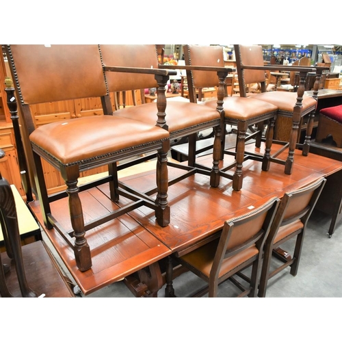 3178 - Oak Pull-Out Dining Table & 6 Chairs