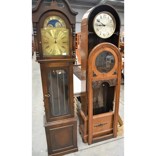 3185 - Modern Oak Long Case Clock & 1930's Oak Long Case Clock A/F