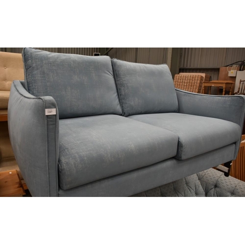 3207 - Blue Fabric Upholstered 2 Seat Sofa