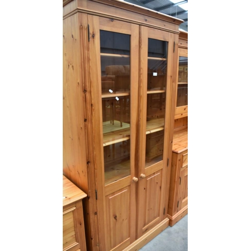 3217 - Pine Glass Front Bookcase