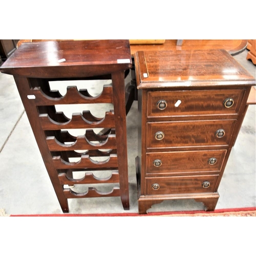 3224 - Mahogany 4 Drawer Chest & Hardwood Wine Rack