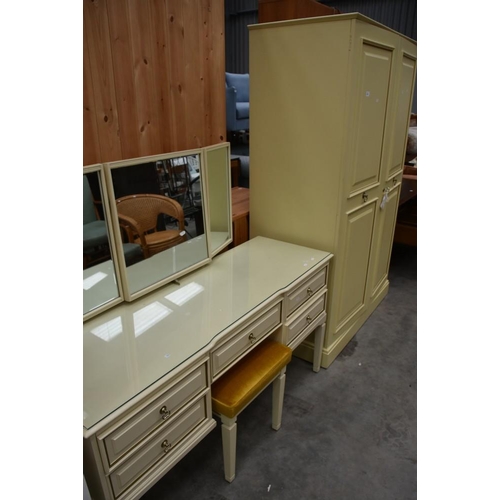 3247 - Vintage Wardrobe, Dressing Table & Stool