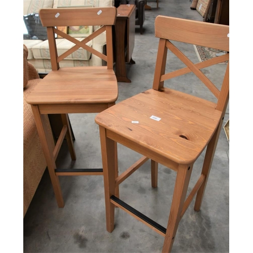 3252 - Pair Of Pine Bar Stools