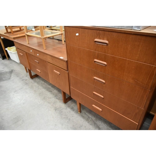 3280 - Teak 5 Drawer Chest & Matching Dressing Table A/F