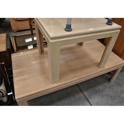 3292 - Lined Oak Coffee Table & Matching Lamp Table