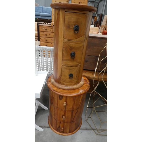 3333 - 2 Circular Hardwood 3 Drawer Chests