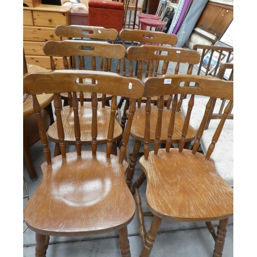 3335 - 6 Pine Spar Back Dining Chairs