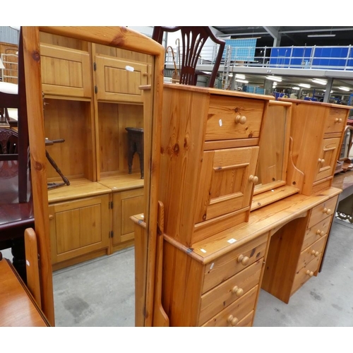 3346 - Pine Dressing Table, Pair Bedsides, Dressing Mirror & Cheval Mirror