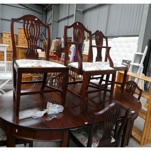 3363 - Antique Mahogany Extending D End Table & 7 Chairs