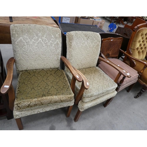 3379 - Bergère Elbow Chair & Pair Pine Framed Elbow Chairs