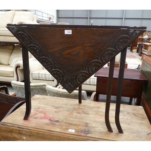 3385 - Carved Oak Drop Leaf Table