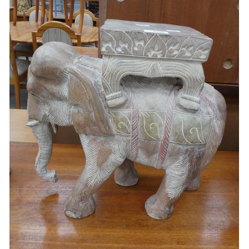 3399 - Eastern Carved Elephant Stool