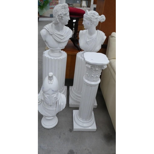 3415 - Painted Plaster Bust's & Pedestal's