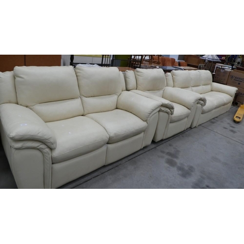 3416 - Cream Leather 3/2/1 Suite