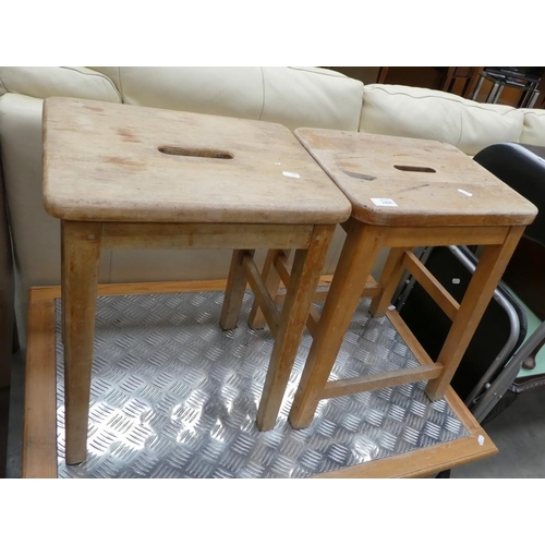 3425 - Near Pair Of Wooden Stools