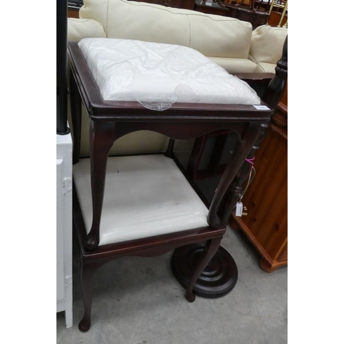 3429 - Pair Of Mahogany Queen Anne Leg Stools, Standard Lamp & Tray