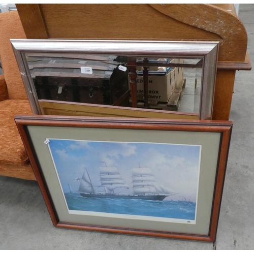 3445 - Print RRS Discovery & Silver Framed Bevelled Mirror