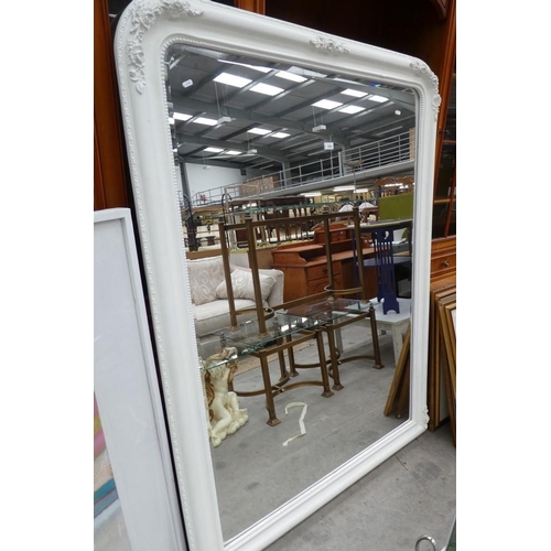 3468 - Large Bevelled Mirror In White Painted Frame