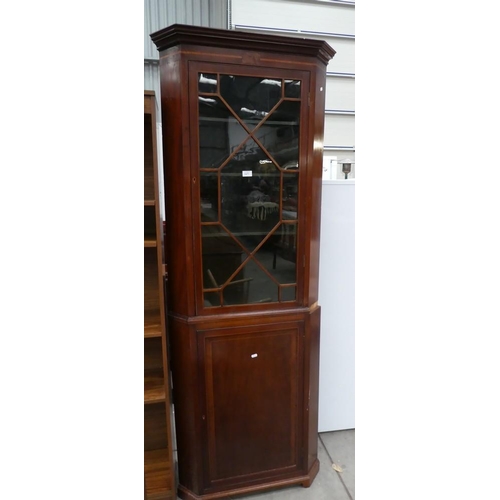 3477 - Mahogany Inlaid Corner Cabinet On Base A/F